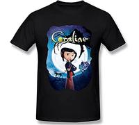 EndyAk Mens' Coraline Movie Graphic T-Shirt Short Sleeve Cotton Tops Black M