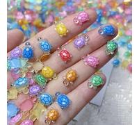 Endyniner Lot de 50 mini tortues miniatures colorées en résine, décoration de jardin de Pâques en plein air, pour bricolage, jardin, paysage, maison de poupée, plantes en pot