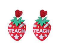 ene Kinder Ohrringe zum Lehrertag und interessante Erdbeer-Acryl-Ohrstecker, Bleistift-Ohrringe Ohrringe Blüte (D, 5.5x2cm)