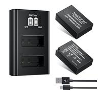 ENEGON 2 Batteries LP-E17 1040 mAh (sans Falsification de capacité) + Chargeur LCD Double Fente avec Double entrée, Compatible avec Canon EOS R10/R8/RP/R50/R100/M3/M5/M6/200D/250D/750D/760D/800D/850D