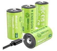 ENEGON 4 piles rechargeables C/LR14, 1,5 V 7200 mWh avec câble de charge rapide USB-C - Idéal pour les lecteurs CD, radios, lampes de poche, lumières de camping/d'urgence, jouets pour enfants
