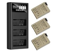 ENEGON Batterie d’Appareil Photo LP-E8 Lot de 3 (1980mAh) avec Chargeur LED à 3 emplacements, Compatible avec Canon EOS Rebel T2i, T3i, T4i, T5i / Kiss X4, X5, X6i, X7i / EOS 550D, 600D, 650D, 700D