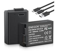 ENEGON Batterie de Rechange Rechargeable EN-EL25/EL25A avec Recharge directe USB-C 1600 mAh (2 pièces) avec câble de Charge 2 en 1 Type-C pour Nikon Série Z, Z50, Z30, Z FC,Nikon EN-EL25/EL25A, 4241