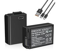 ENEGON Batterie de Rechange Rechargeable EN-EL25/EL25A avec Recharge directe USB-C 1600 mAh (2 pièces) avec câble de Charge 2 en 1 Type-C pour Nikon Z50, Z30, Z FC