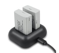 ENEGON Batterie de Remplacement (2 Paquets) et Chargeur Double Rapide pour Canon LP-E5 et Canon EOS Rebel XS, Rebel T1i, Rebel XSi, 1000D, 500D, 450D, Kiss X3, Kiss X2, Kiss F