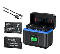 ENEGON Batterie Insta 360 X5 Set, capacité - 2800 mAh, 2 pièces par Set, avec Un Chargeur de Rangement Pratique doté d'un écran LCD