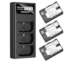 ENEGON Batteries LP-E6 (3 × 3000 mAh) avec Chargeur à 3 emplacements avec Affichage LCD, Compatible avec Canon EOS 5D, EOS 5D Mark II, EOS 6D, 7D, 60D, 70D, 80D, 90D, XC10, XC15