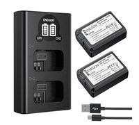 ENEGON Batteries NP-FW50 (2x1300mAh) + Chargeur LCD Intelligent USB Double Entrée - Kit Haute Capacité Compatible avec Sony Alpha ZV-E10, A6500, A6400, A6300, A6000, A7, A7S, A7S II, A5100, A5000