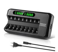 ENEGON Chargeur de Piles Rechargeables AA AAA avec Écran LCD - 8 Slots Indépendants - Chargeur Rapide Intelligent Ni-MH/Ni-CD avec Protection - Adaptateur Secteur 100-240V