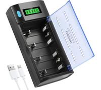 ENEGON Chargeur de Piles Universel - Chargeur Intelligent pour Piles Rechargeables AA/AAA/C/D/9V NiMH/NiCD - avec Écran LCD, Charge Rapide, Fonction Décharge, 4 Emplacements Indépendants