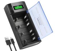 ENEGON Chargeur de Piles Universel - Chargeur Intelligent pour Piles Rechargeables AA/AAA/C/D/9V NiMH/NiCD - avec Écran LCD, Charge Rapide, Fonction Décharge, 4 Emplacements Indépendants