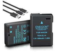 ENEGON EN-EL14/EN-EL14a Lot de 2 Batteries de Rechange USB-C à Charge directe 1600 mAh Compatible avec Nikon DSLR D3100, D3200, D3300, D3400, D3500, D5100, D5200, D5300, D5500, D5600, DF