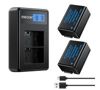 ENEGON Lot de 2 Batteries DMW-BMB9 DMW-BMB9E, 1250mAh avec Double Chargeur, Câble USB-C et écran LCD, pour Panasonic Lumix DMC-FZ45, DMC-FZ48, DMC-FZ62, DMC-FZ72, DC-FZ80, DC-FZ82, DMC-FZ100