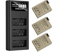 ENEGON Lot de 3 Batteries LP-E8 (1980mAh) + Chargeur LED 3 Ports pour Canon EOS Rebel T2i-T5i/Kiss X4-X7i/EOS 550D-700D