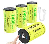 ENEGON Lot de 4 Piles C 1,5V 7400mWh Lithium Rechargeables USB-C