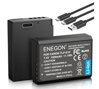 ENEGON LP-E10 Lot de 2 Batteries de Rechange USB-C à Charge directe 1500 mAh pour Canon LP-E10,Compatible avec Canon EOS 1100D 1200D 1300D 1500D 2000D 3000D 4000D Kiss X50 X70 EOS Rebel T3 T5 T6 T7