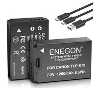 ENEGON LP-E12 Batterie de Rechange avec Charge Directe USB-C 1200mAh (Lot de 2) et câble de Charge USB-C 2 en 1 pour Canon Rebel SL1, PowerShot SX70 HS, EOS M, EOS M10, EOS M50, EOS M100, EOS M200