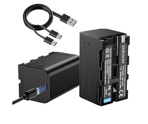 ENEGON NP-F750 USB-C Batteries de Rechange à Charge Directe 5600mAh (Pack Double) pour NP-F980 NP-F970 NP-F960 NP-F950 NP-F930 NP-F770 NP-F750 NP-F570 NP-F550