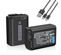 ENEGON NP-FW50 batterie rechargeable 2 Pack 1500mAh avec câble de Charge USB-C 2 en 1 pour Sony ZV-E10, A6000, A6500, A6300, A6400, A7, A7II, A7RII, A7SII, A7S, A7R, A55, A5100,A5000, A3000, A55, RX10