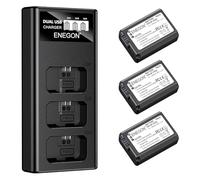ENEGON NP-FW50 Lot de 3 batteries 1300 mAh et chargeur LCD 3 baies pour Sony Alpha A6000 A6300 A6400 A6500 ZV-E10 7RM2 A7SM2 A7M2 A7 II A7R II A7S II A5000 A5100 A5100 3000 g. RX10 II III IV NEX-3/5