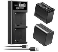 ENEGON Pack 2 Batteries NP-F970 8400mAh + Chargeur LCD pour Sony NP-F930/F950/F960 et Caméras CCD-SC55/TR516/TR716.