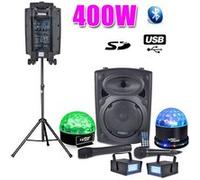 Eneinte Active IBIZA SOUND PORT8 Karaoké FIESTA 400W + Pied + SIXMAGIC + SUNMAGIC + 2 LEDSTROBE G
