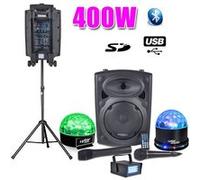Eneinte Active IBIZA SOUND PORT8 Pack Karaoké FIESTA 400W + Pied + SIXMAGIC + SUNMAGIC + LEDSTROBE
