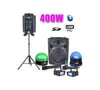 pack karaoké fiesta 400w + pied + sixmagic + sunmagic + 2 ledstrobe