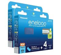 Eneloop Lot de 2 x 4 Piles Rechargeables Ni-MH Micro AAA 800mAh + Boite de Rangement