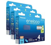 Eneloop Lot de 3 x 4 Piles Rechargeables Ni-MH Micro AAA 800mAh + Boite de Rangement
