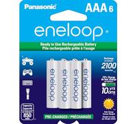 Eneloop Panasonic BK-4MCCA6BA AAA 2100 piles rechargeables préchargées Ni-MH Lot de 6 batteries