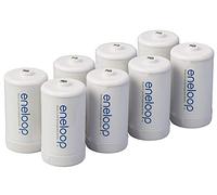 Eneloop Panasonic BQ-BS1E8SA Lot de 8 adaptateurs de batterie pour piles AA rechargeables Ni-MH Taille D