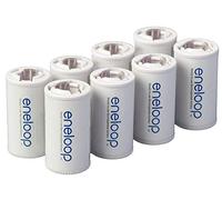 Eneloop Panasonic BQ-BS2E8SA C Size Battery Adapters for Use with Ni-MH Rechargeable AA Battery Cells, 8 Pack