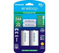 Eneloop Panasonic K-KJS1MCA2BA D SIZE ADAPTATEURS DE BATTERIE AA 2100 CYCLE NI-MH PRATTES RECHARGables pr-charges 2 """" A adaptateurs avec 2 bat