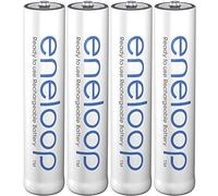 eneloop - Piles Rechargeables AAA (Lot de 4) - 800 mAh NiMH - pré-chargées | Capacité de Min. 800 mAh, Piles Ni-MH, prêt à l'emploi, Rechargeables jusqu'à 2000 Fois, Emballage sans Plastique
