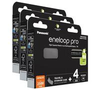 Eneloop Pro Lot de 3 x 4 Piles Rechargeables AA 2500mAh + boîte de Rangement