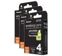 Eneloop Pro Lot de 3 x 4 Piles Rechargeables Micro 930mAh AAA Ni-MH