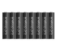 Eneloop Pro, Lot de 8 piles rechargeables AAA/Micro (2 packs de 4), capacité min. 930 mAh, piles Ni-MH, prêtes à l'emploi, rechargeables jusqu'à 500 fois, emballage sans plastique, Pro, noires