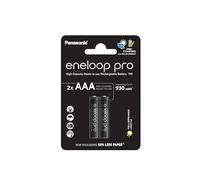 eneloop Pro, Piles Rechargeables AAA/Micro, Lot de 2, capacité de Min. 930 mAh, Piles Ni-MH, prêt à l'emploi, Rechargeables jusqu'à 500 Fois, Emballage sans Plastique, Pro, Noires