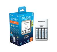 eneloop Smart Chargeur, pour 1-4 Piles Rechargeables AA/AAA, 7h de Temps de Charge, 7 Fonctions de sécurité, 4 eneloop Piles AA (2000 mAh) incluses