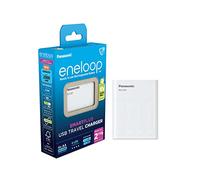 eneloop SmartPlus Travel Chargeur USB, pour 1-4 Piles Rechargeables AA/AAA, 2.25h de Temps de Charge, 10 Fonctions de sécurité, 4 eneloop Piles AA (2000 mAh) incluses