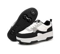ENEN 2026 Chaussure Roller Fille avec Frein, Basket Roller pour Enfan Chaussure a Roulette Garcon Fille Garçons Roues Basket a Roulette Adolescents pour Extérieur (Noir Blanc,31)