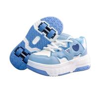 ENEN 2026 Chaussure Roller Fille, Cœur Basket Roller pour Enfan Chaussure a Roulette Garcon Fille Garçons Roues Basket a Roulette Adolescents pour Extérieur (Bleu,31)