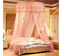 ENEN Bord de Dentelle Ciel de Lit Moustiquaire, Tente de Lit Princesse Moustiquaire de Lit Dome Baldaquin Lit Berceau Auvent de Lit - Ornements Papillon non Inclus (Rose pâle)