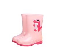 ENEN Botte de Pluie Enfant pour Garçon Fille Taille 27-34, Bottes Enfant Fille Garçon Imperméable Antidérapant Chaussures de Pluie pour Maternelle l'École Extérieur, Dinosaure (Rose,30)