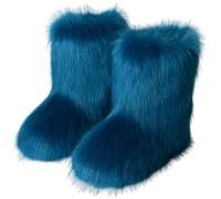 ENEN Botte en Fausse Fourrure pour Femmes 36-44, Bottes de Neige en Fausse Femme Hiver Chaude Confortable pour Extérieur et Intérieur par Temps Froid (122 Turquoise,43)