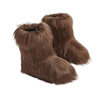 ENEN Botte en Fausse Fourrure pour Femmes 36-46, Bottes de Neige en Fausse Femme Hiver Chaude Confortable pour Extérieur et Intérieur par Temps Froid (DY25 Marron,42)