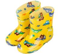 ENEN Bottes de Pluie Enfant pour Garçon et Fille, Taille 24-28 Bottes de Caoutchouc Enfant Impérmeables Semelle Antidérapant pour Maternelle, l'École, l'Extérieur (Ours de dessin animé,25)