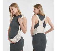 ENEN Ceinture de Grossesse Respirante, Ceinture de Maternité Confortable Réglable, Ceintures de Soutien de Hrossesse Abdominal et Dorsal, pour Tous Les Trimestres (Beige 3,L)