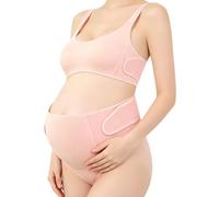 ENEN Ceinture de Grossesse Respirante, Ceinture de Maternité Confortable Réglable, Ceintures de Soutien de Hrossesse Abdominal et Dorsal, pour Tous Les Trimestres (Nude 1,XL)